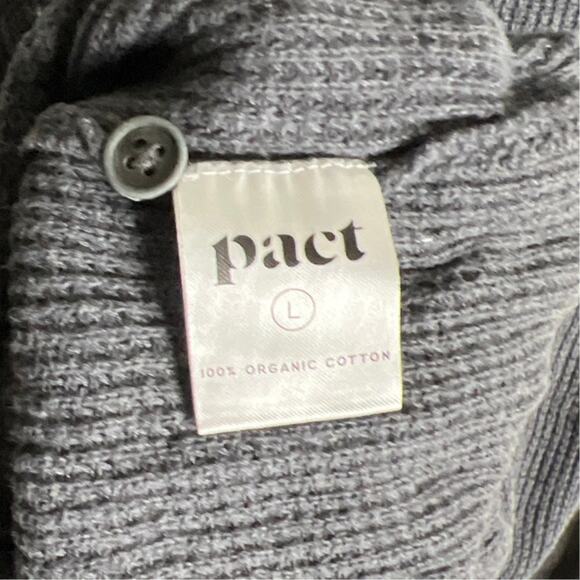 Pact Men L Organic Cotton Henley Knitted Heather Grey Long Sleeve - Picture 3 of 7